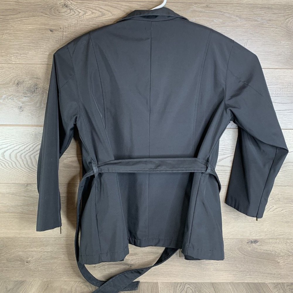 Preston & York Sport Womans Coat Tie Belt Zip Close Nylon Liner Black Size Large - Picture 7 of 8